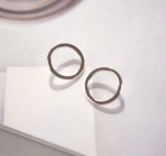 Modern Ring Earrings Silver Circle Simple Daily