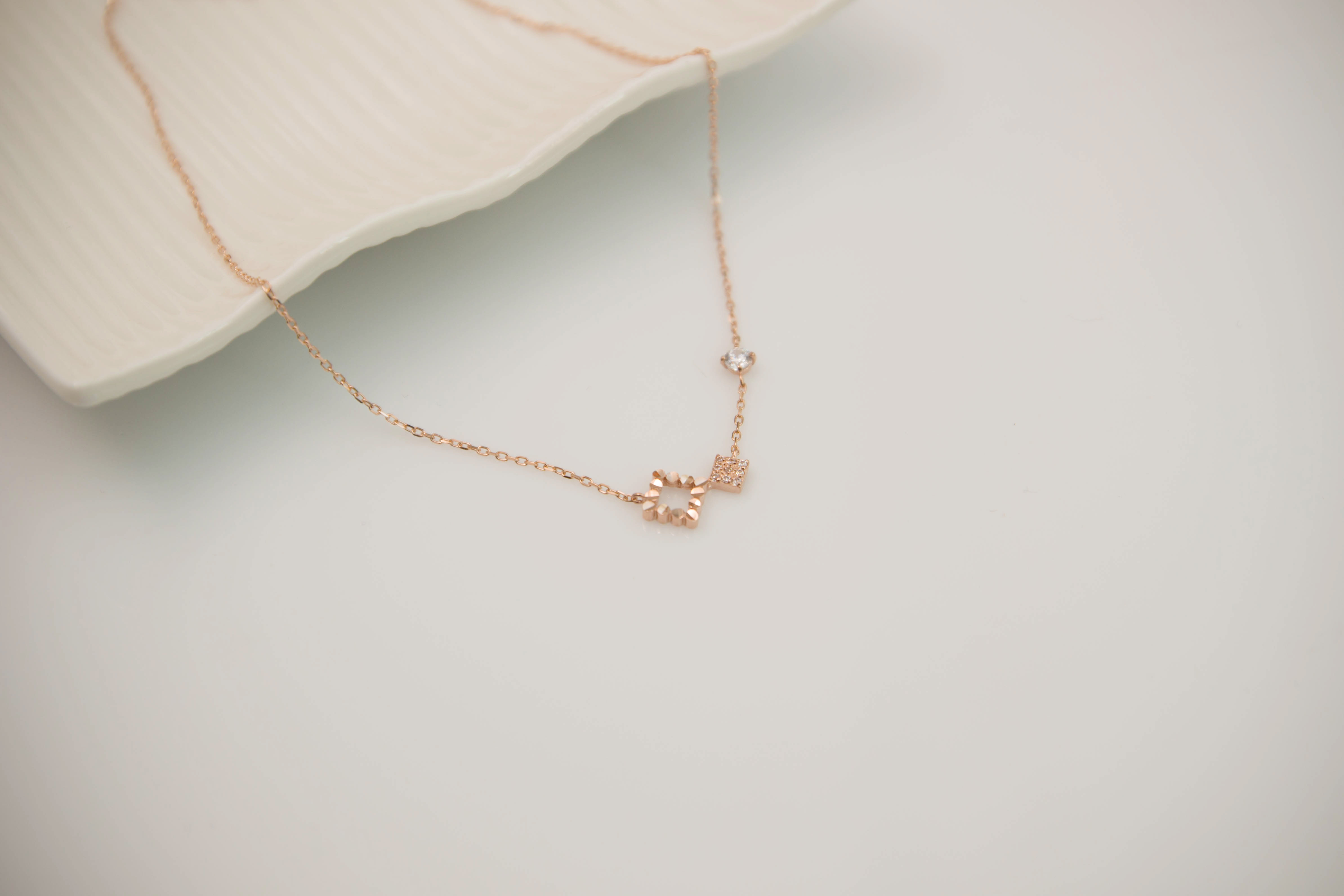 14k Square Necklace 14K Women 20s Simple 14k Anniv