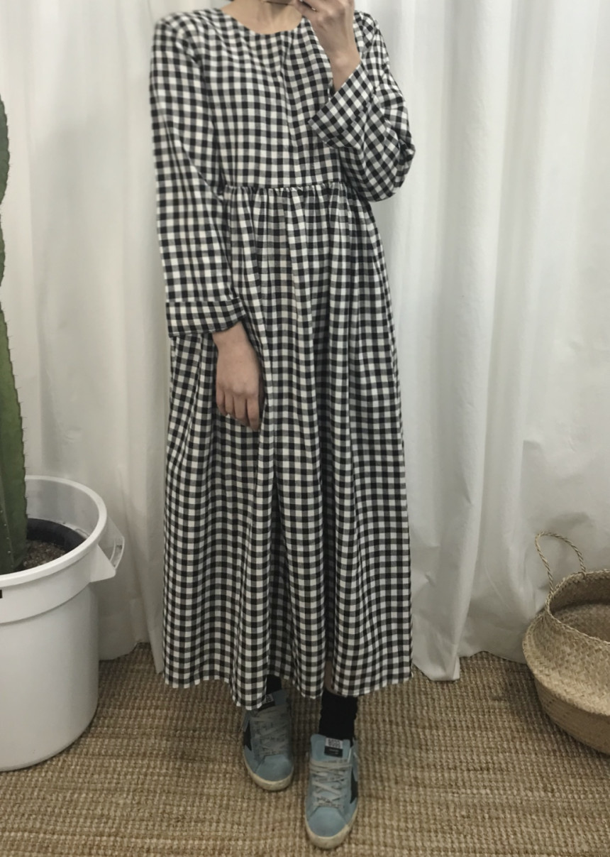 Flare check dress
