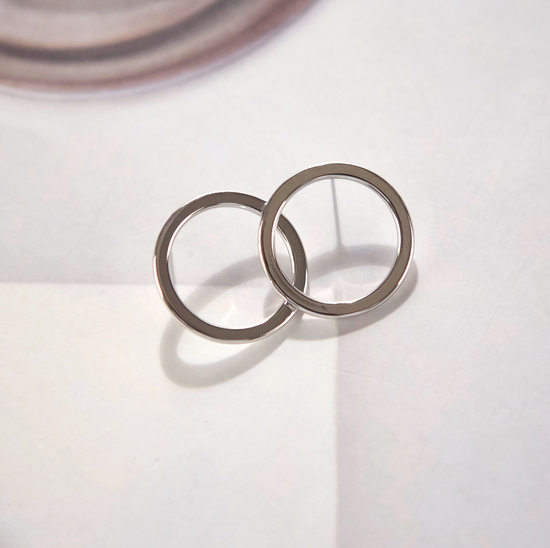 Modern Ring Earrings Silver Circle Simple Daily