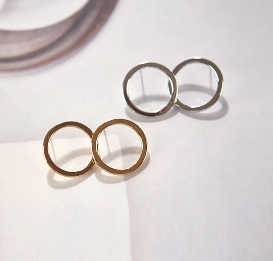 Modern Ring Earrings Silver Circle Simple Daily
