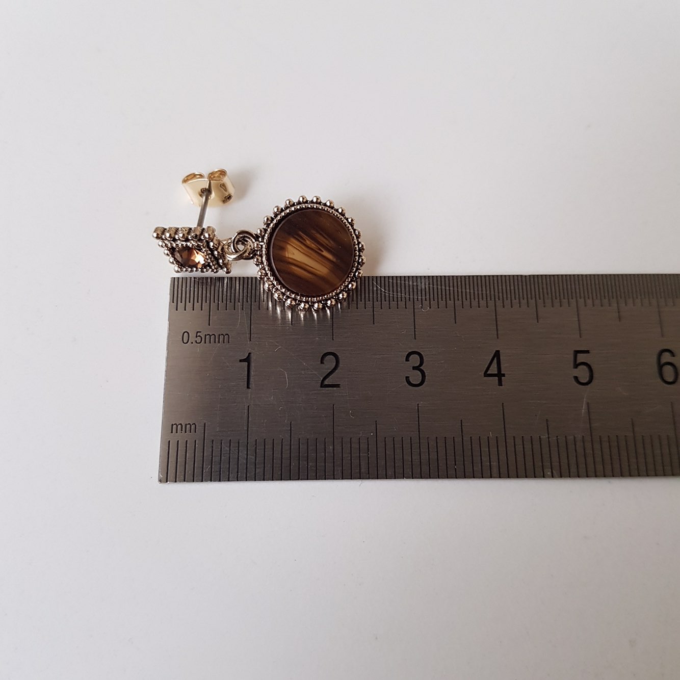 Loose stone petite drop earrings 3color Antique Mi