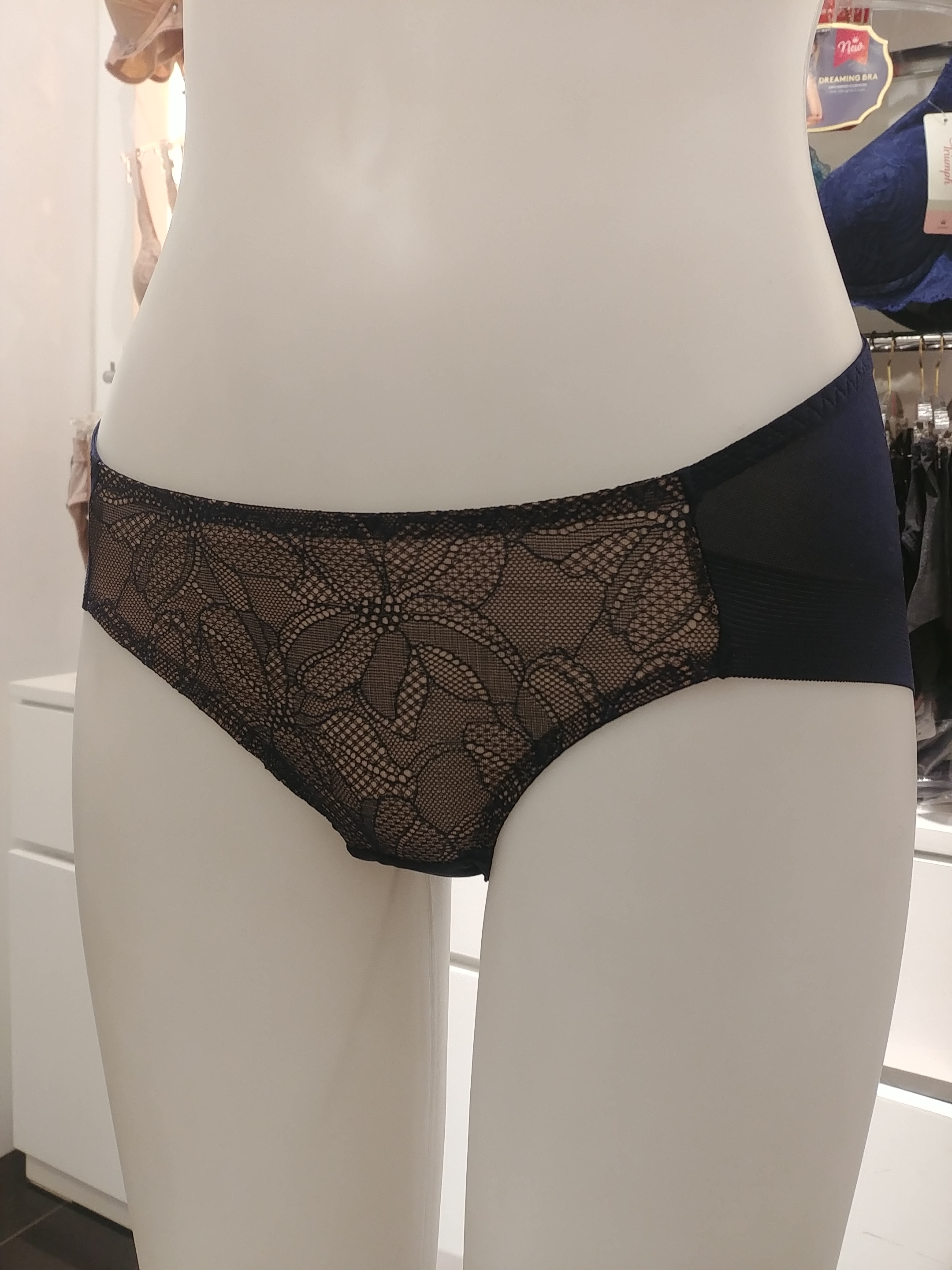 Triumph Navy Solid front side panel wing bra NY TW