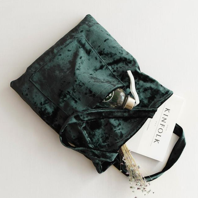 TOTE ECO SHOPPING TRAVEL Green Velor Eco Bag Black