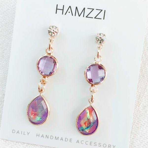 Violet earrings and earrings invisible gift annive