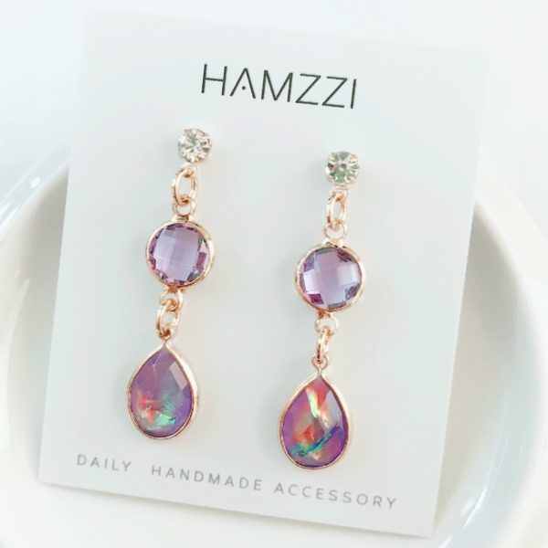 Violet earrings and earrings invisible gift annive