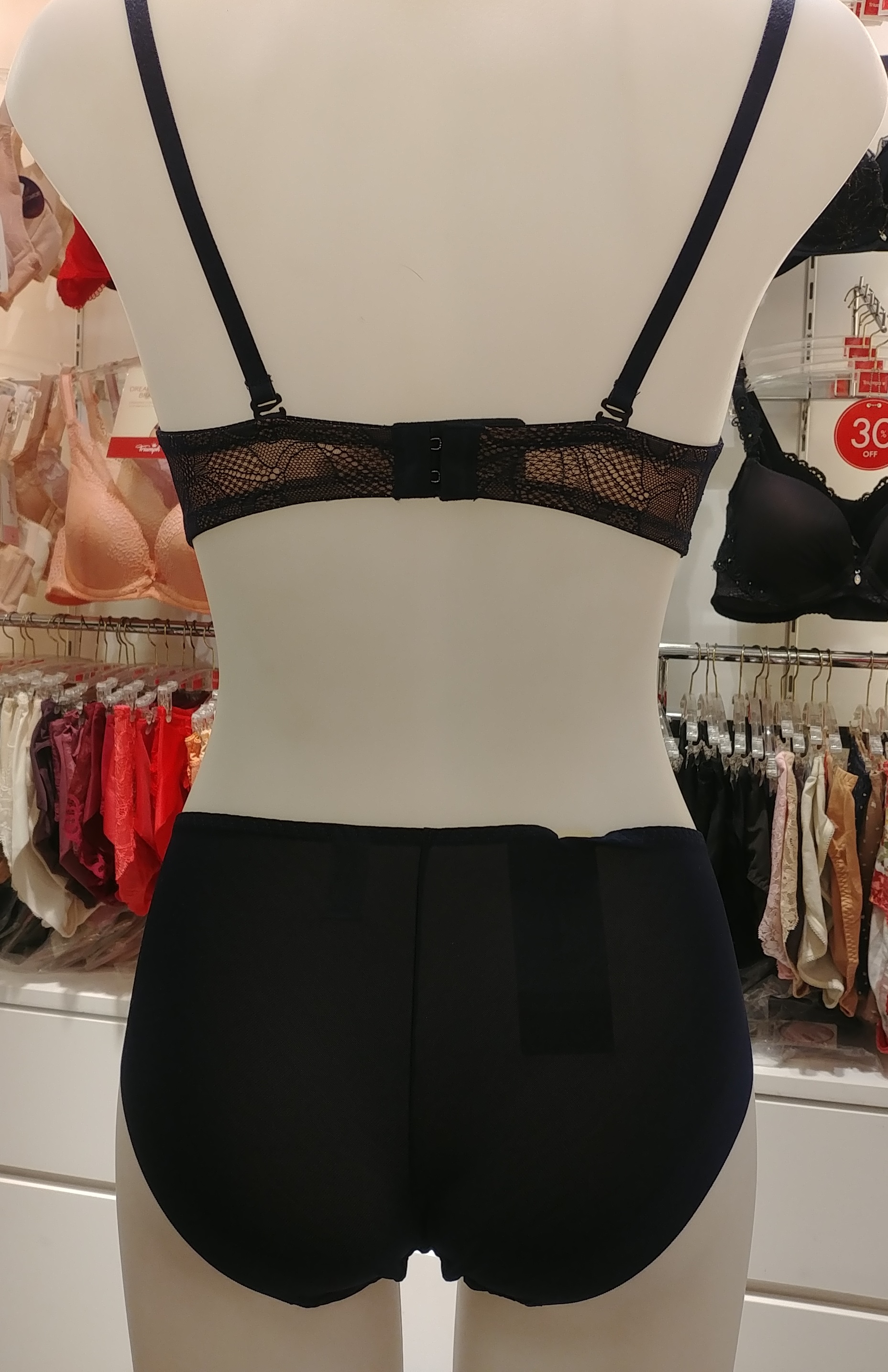 Triumph Navy Solid front side panel wing bra NY TW