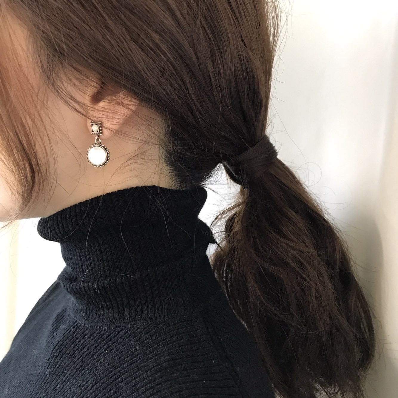 Loose stone petite drop earrings 3color Antique Mi