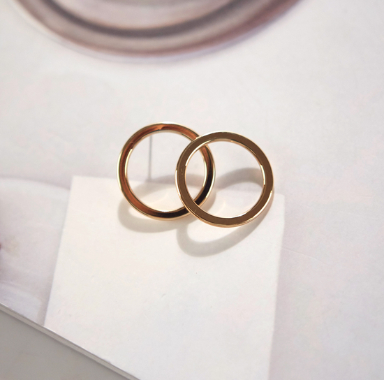 Modern Ring Earrings Silver Circle Simple Daily