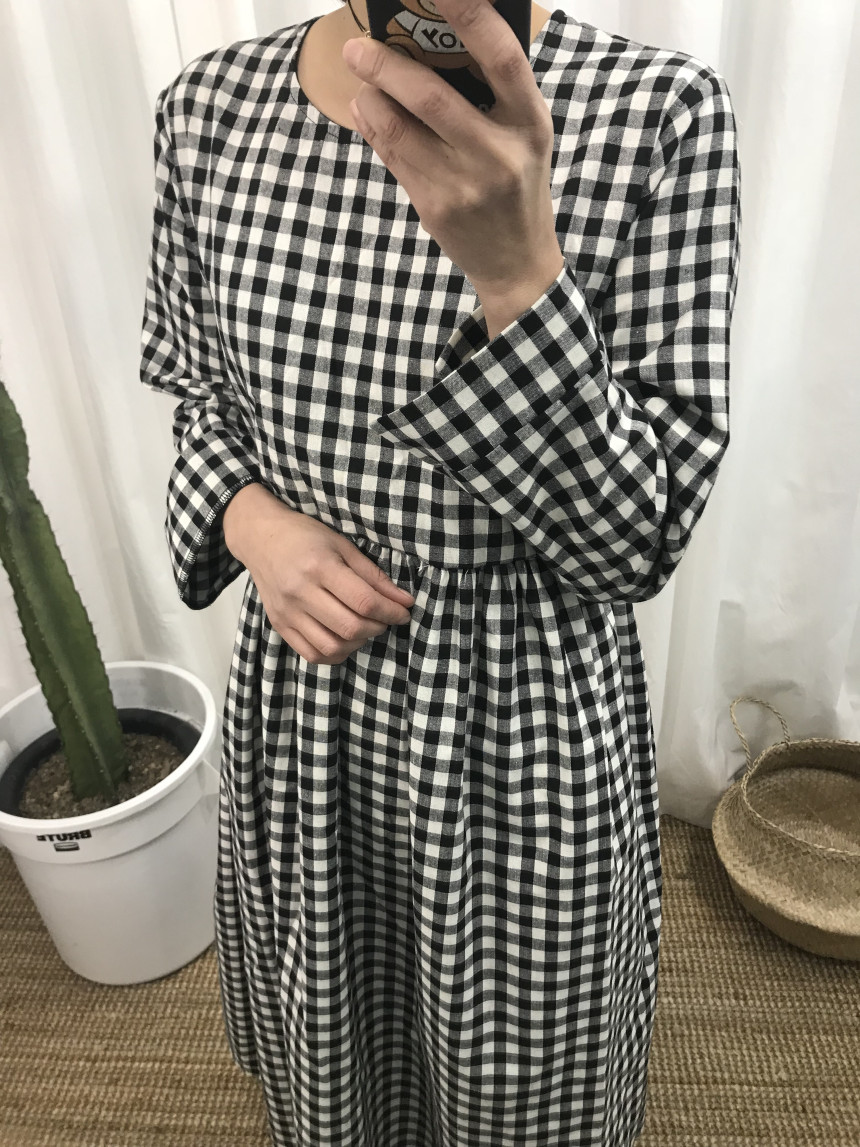 Flare check dress