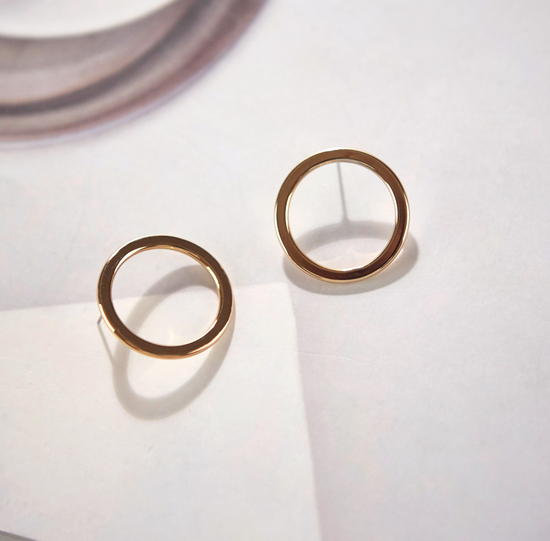 Modern Ring Earrings Silver Circle Simple Daily