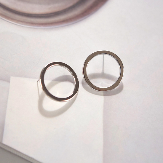 Modern Ring Earrings Silver Circle Simple Daily