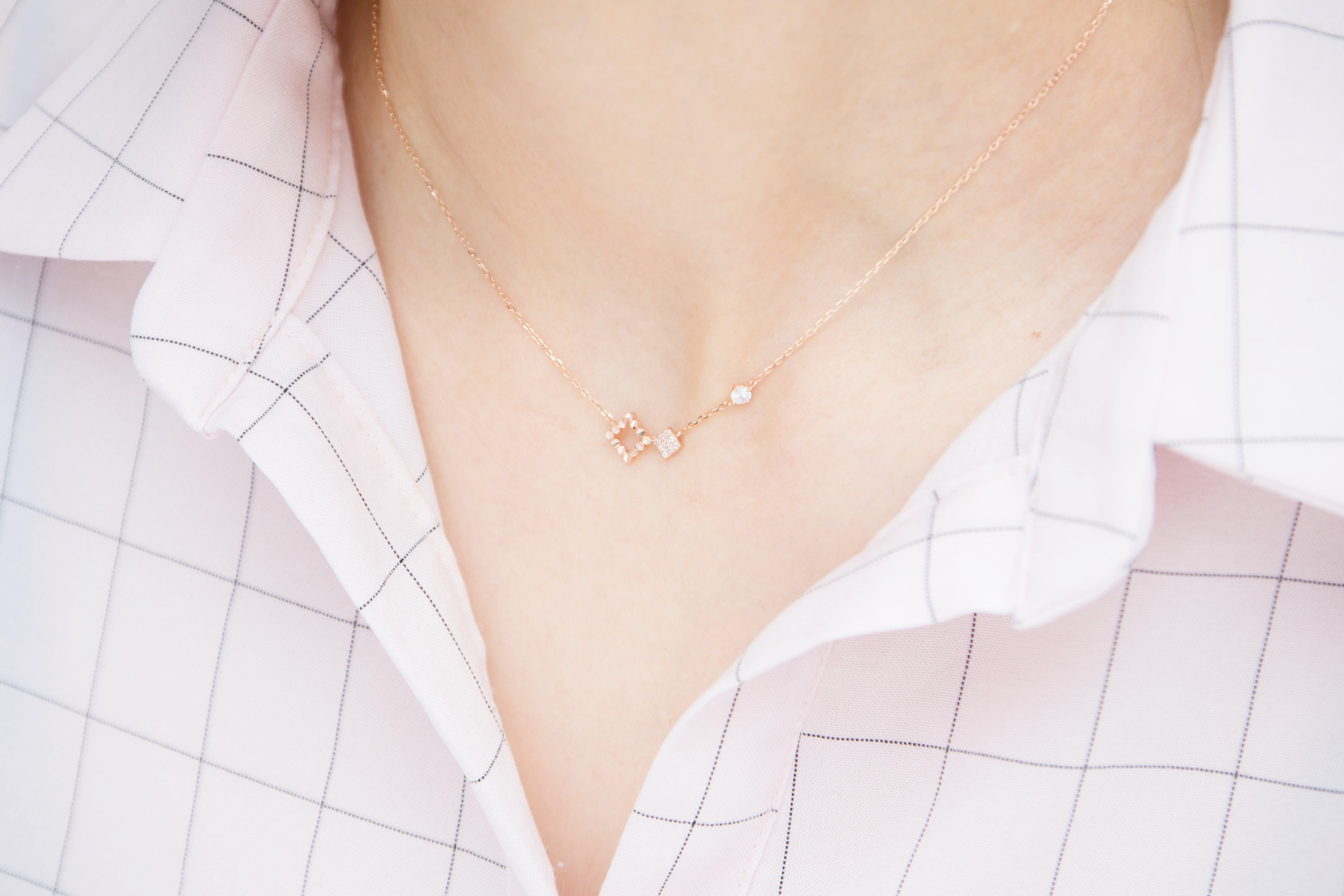 14k Square Necklace 14K Women 20s Simple 14k Anniv