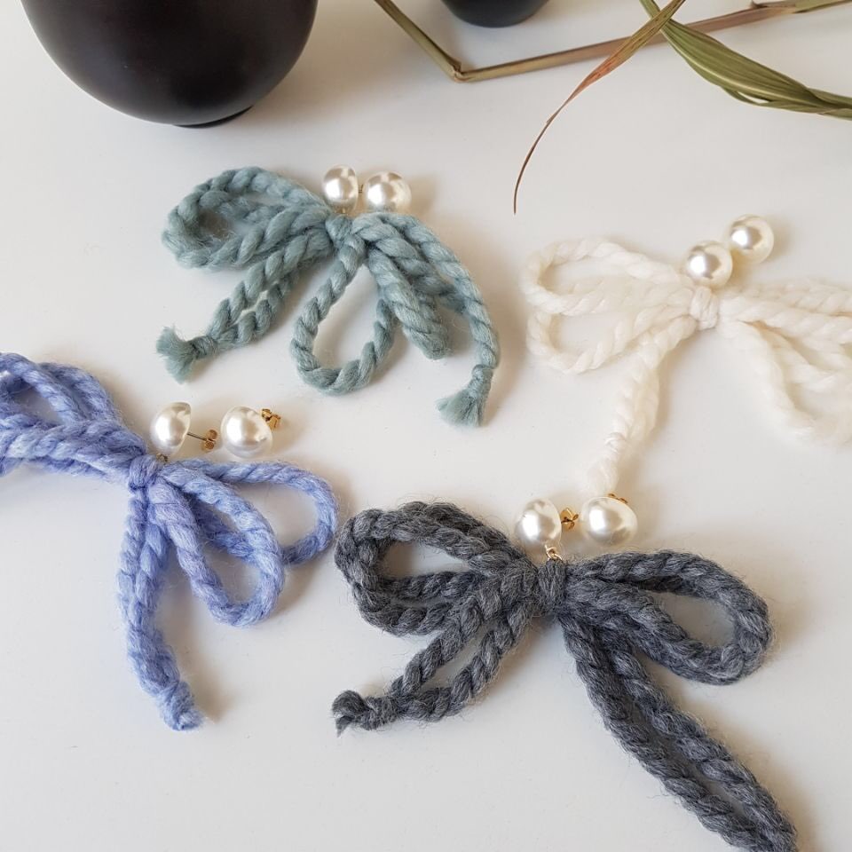 Nat Pearl Ribbon Uncut Drop Earrings 4color Unbala