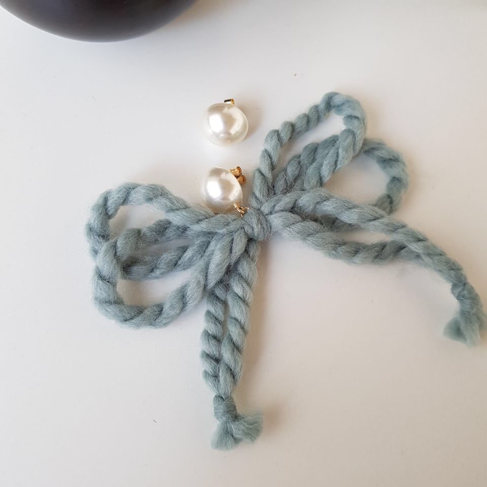 Nat Pearl Ribbon Uncut Drop Earrings 4color Unbala