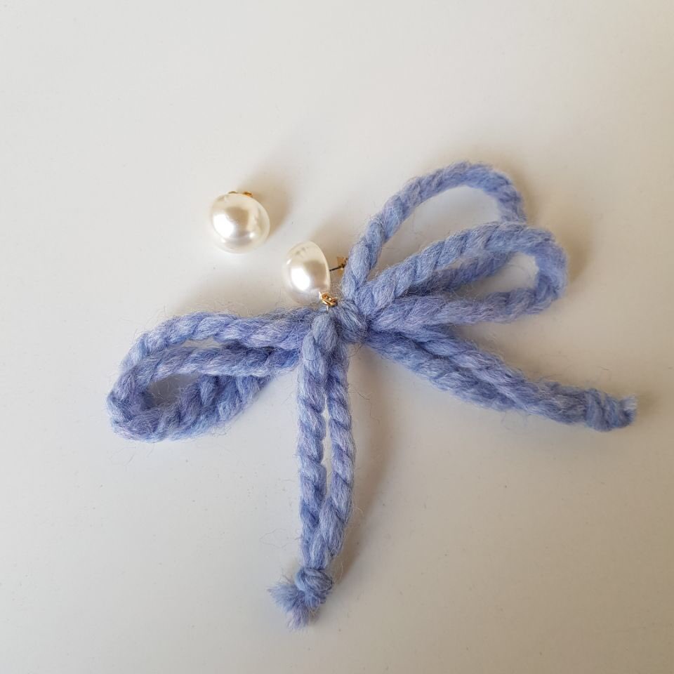 Nat Pearl Ribbon Uncut Drop Earrings 4color Unbala