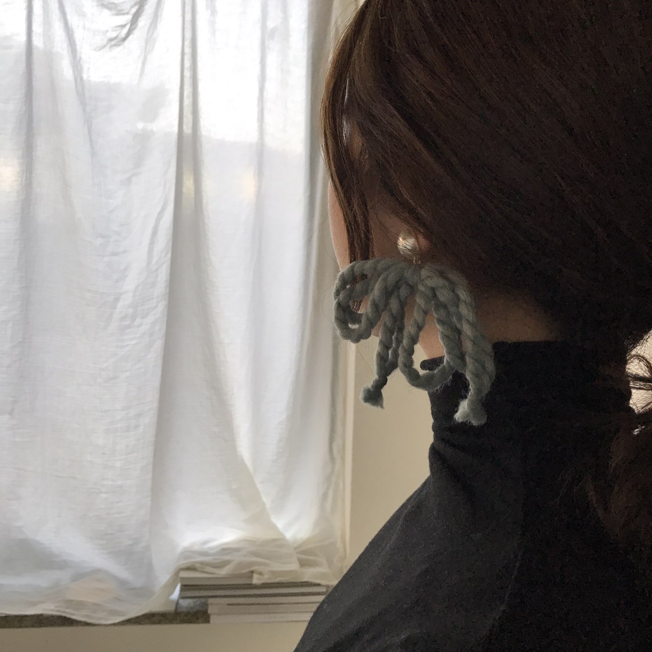 Nat Pearl Ribbon Uncut Drop Earrings 4color Unbala