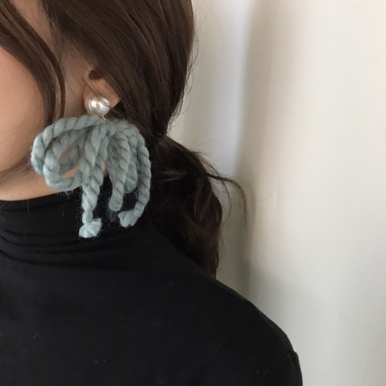 Nat Pearl Ribbon Uncut Drop Earrings 4color Unbala