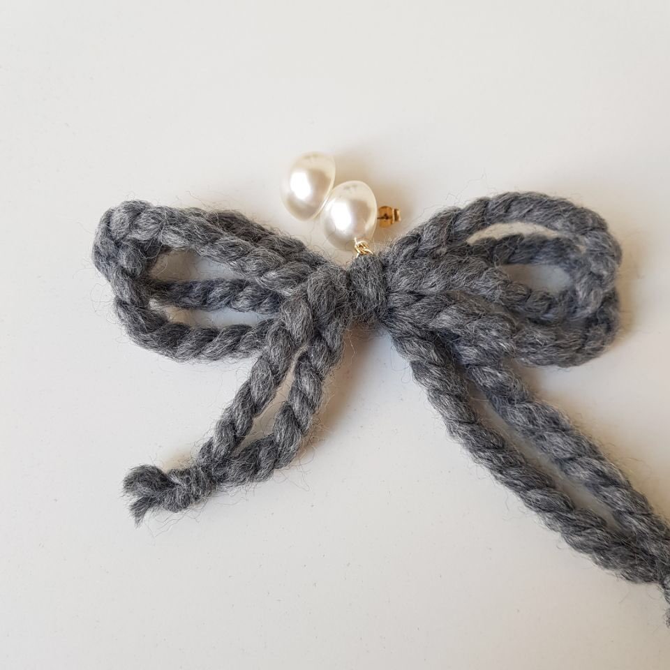 Nat Pearl Ribbon Uncut Drop Earrings 4color Unbala