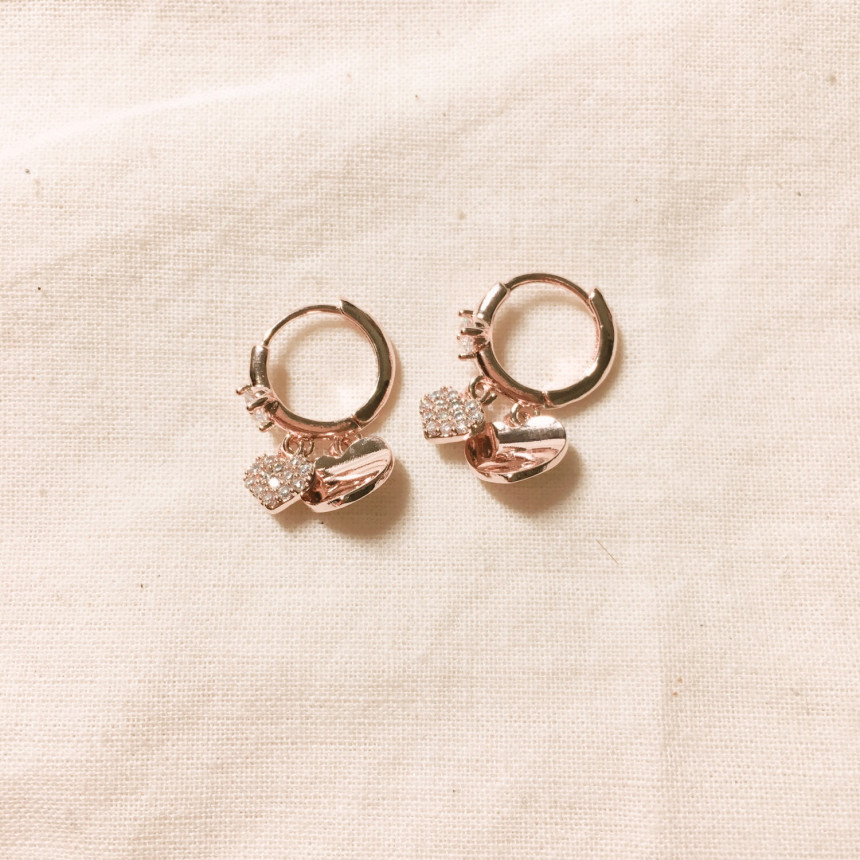 Lucerne Two-Heart One-Touch Earrings LKJ0983