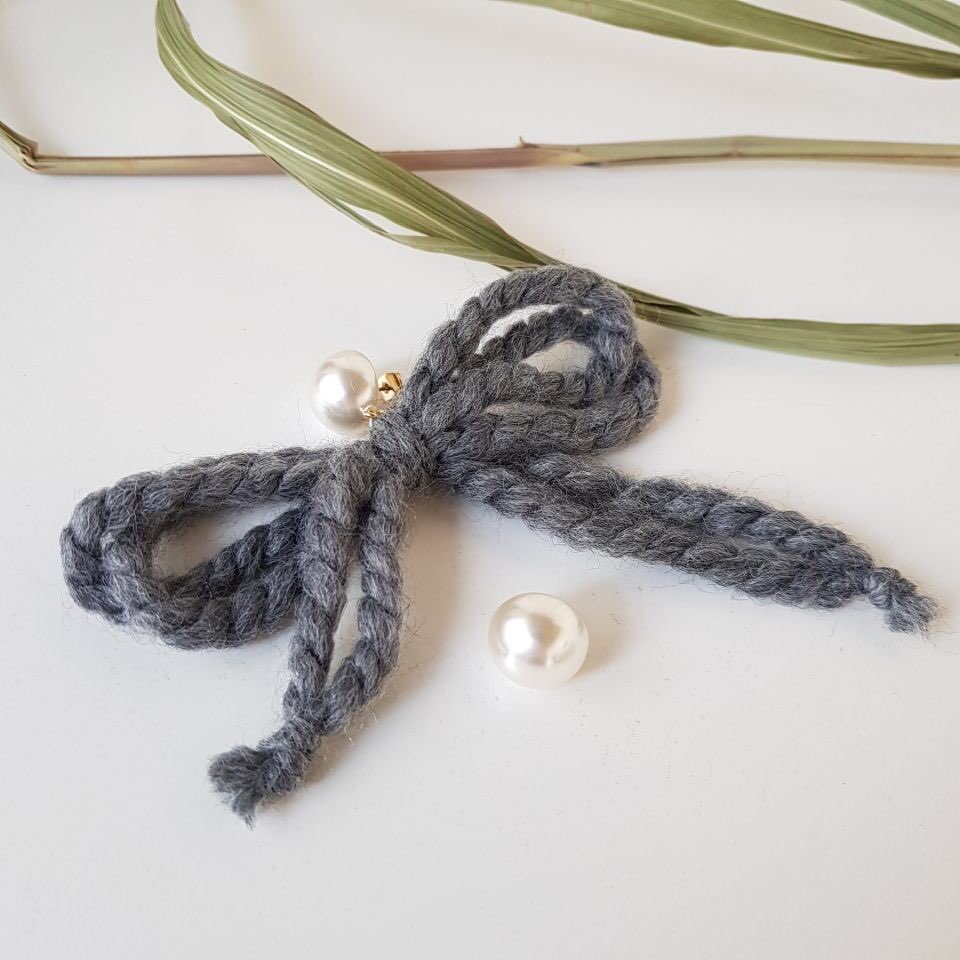 Nat Pearl Ribbon Uncut Drop Earrings 4color Unbala