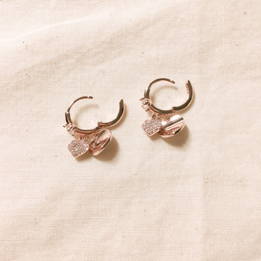 Lucerne Two-Heart One-Touch Earrings LKJ0983