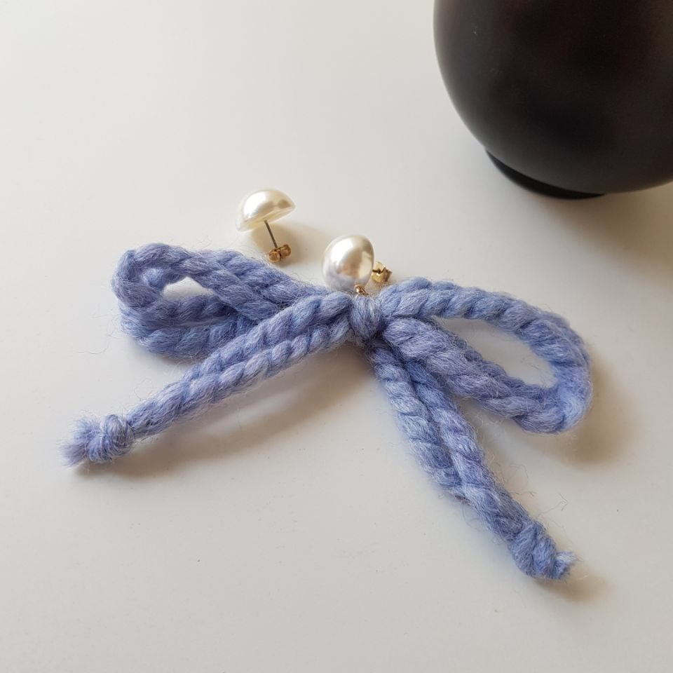 Nat Pearl Ribbon Uncut Drop Earrings 4color Unbala