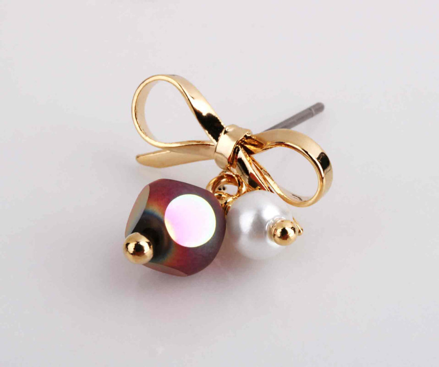 BOLLER Ribbon Stone Pearl Rattle Earrings TIT280 C