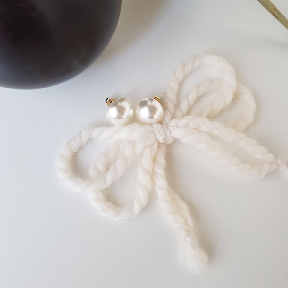 Nat Pearl Ribbon Uncut Drop Earrings 4color Unbala