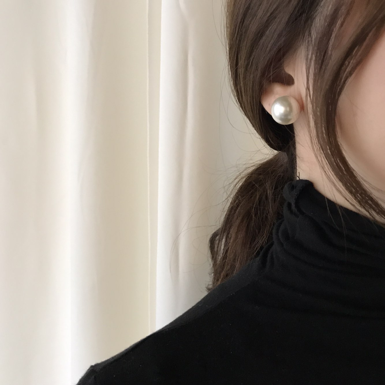 Nat Pearl Ribbon Uncut Drop Earrings 4color Unbala