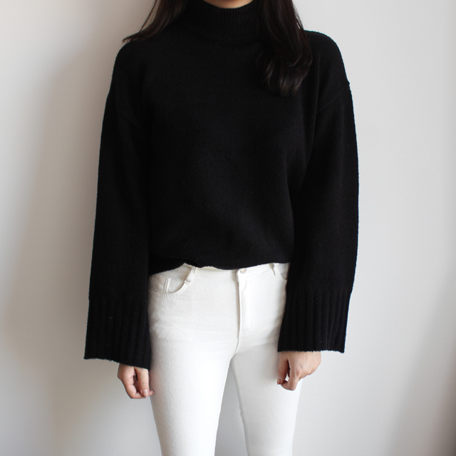 세미 부츠컷 팬츠 스판 컷팅 봄 여자 면바지 9부 나팔팬츠 키작녀바지 화이트 블랙 - 상세 이미지 4