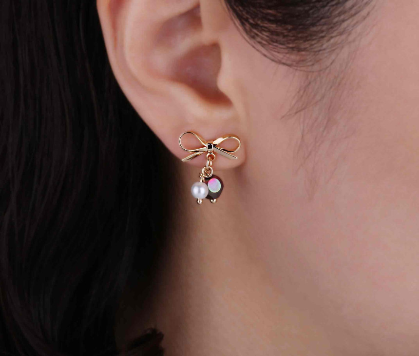 BOLLER Ribbon Stone Pearl Rattle Earrings TIT280 C