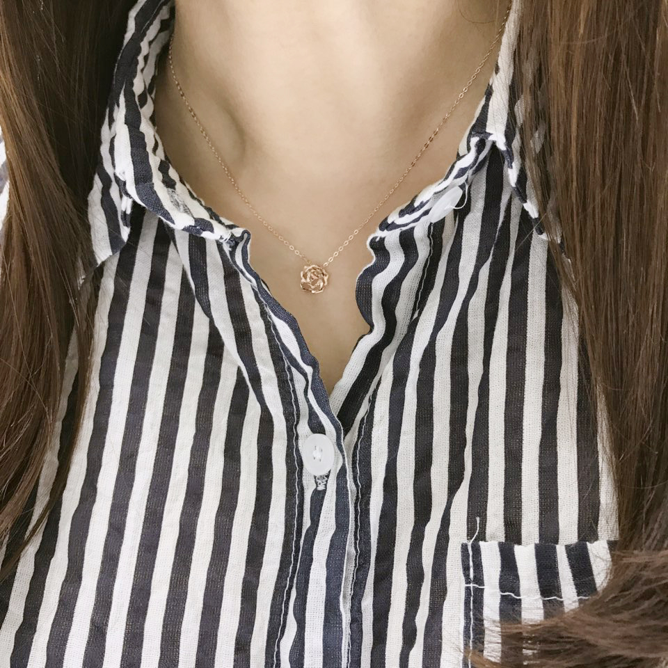 Rose necklace simple 14K daily Christmas gift 20 M
