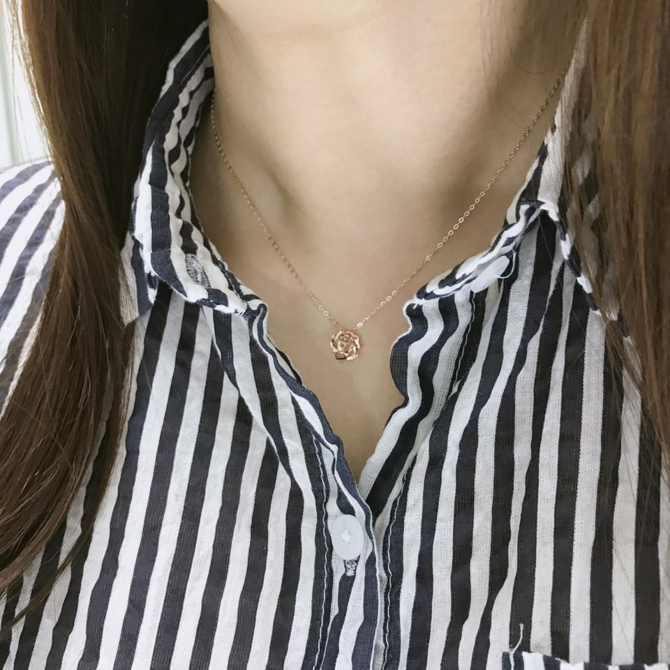 Rose necklace simple 14K daily Christmas gift 20 M