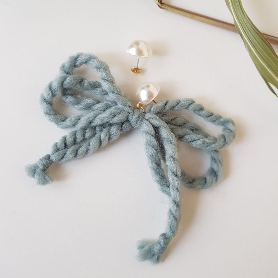 Nat Pearl Ribbon Uncut Drop Earrings 4color Unbala