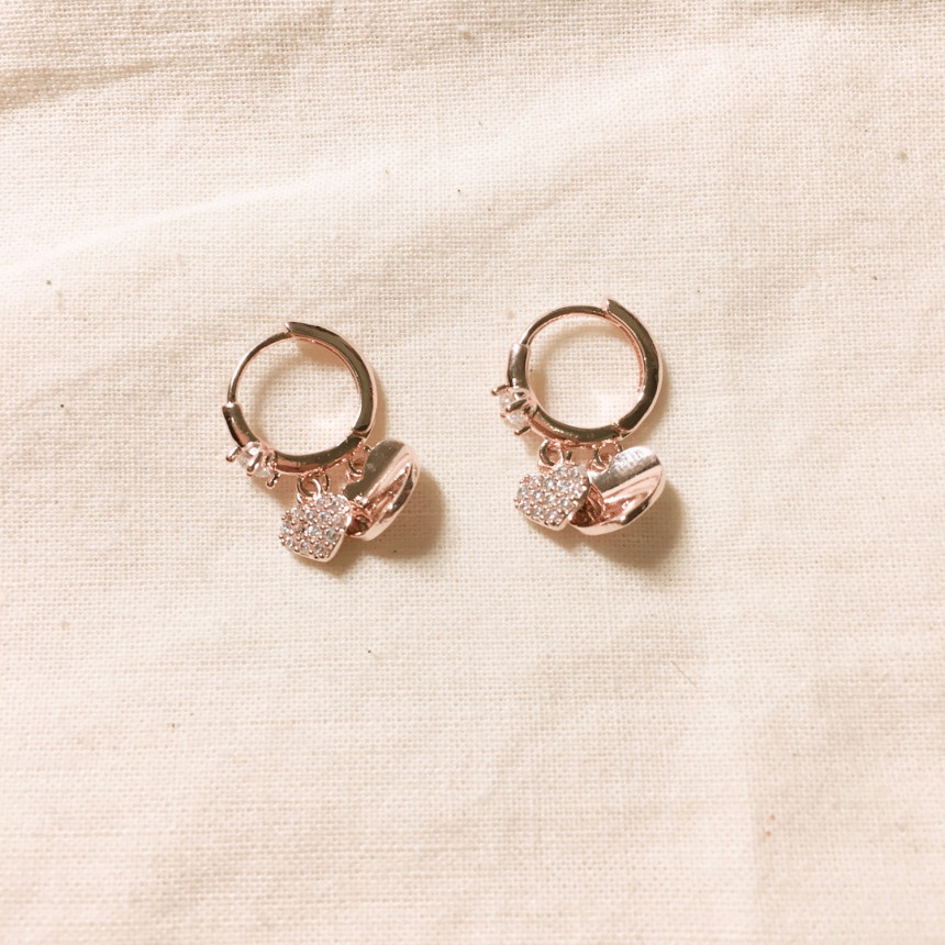 Lucerne Two-Heart One-Touch Earrings LKJ0983