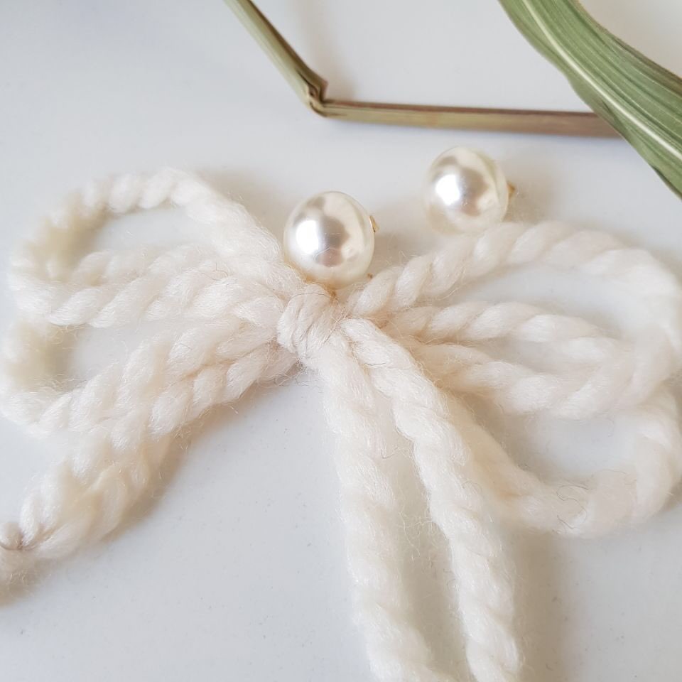 Nat Pearl Ribbon Uncut Drop Earrings 4color Unbala