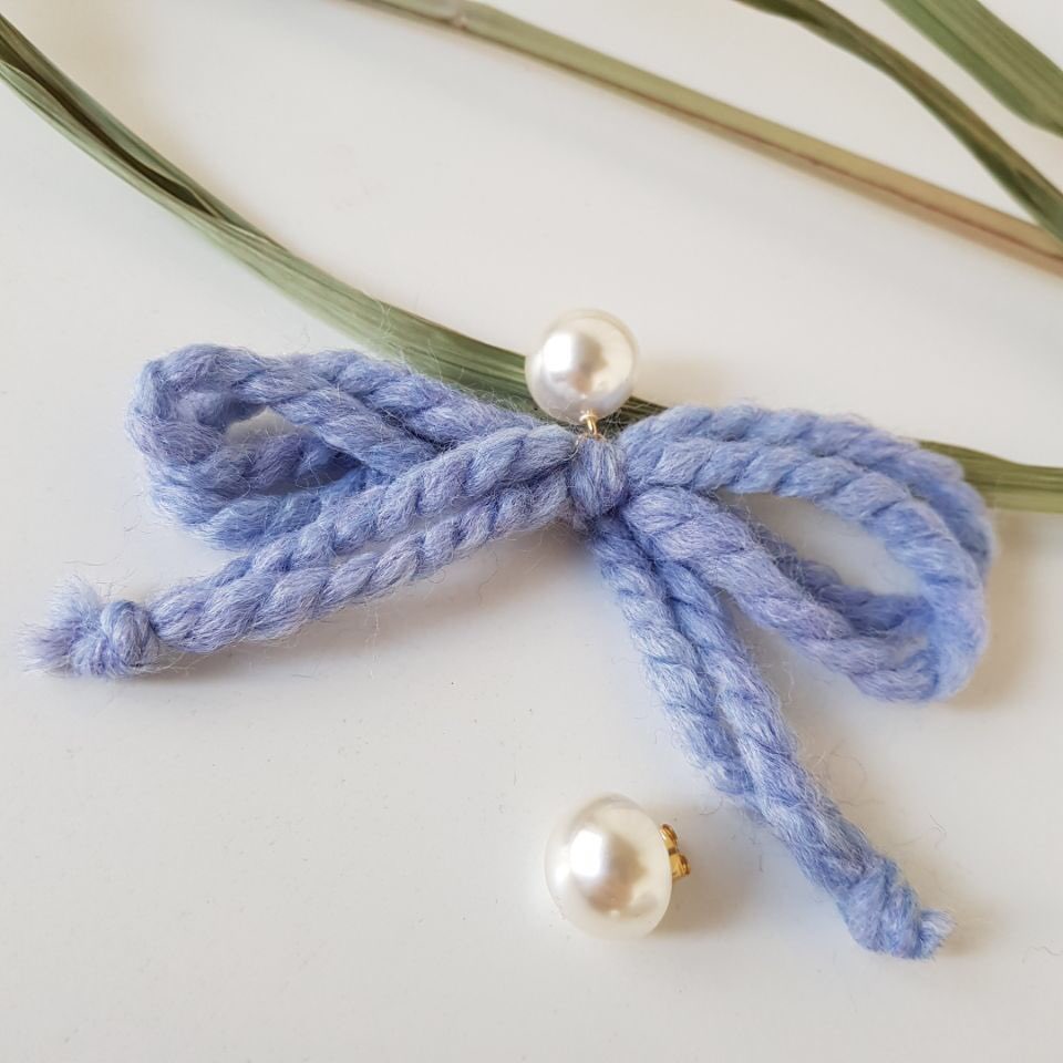 Nat Pearl Ribbon Uncut Drop Earrings 4color Unbala