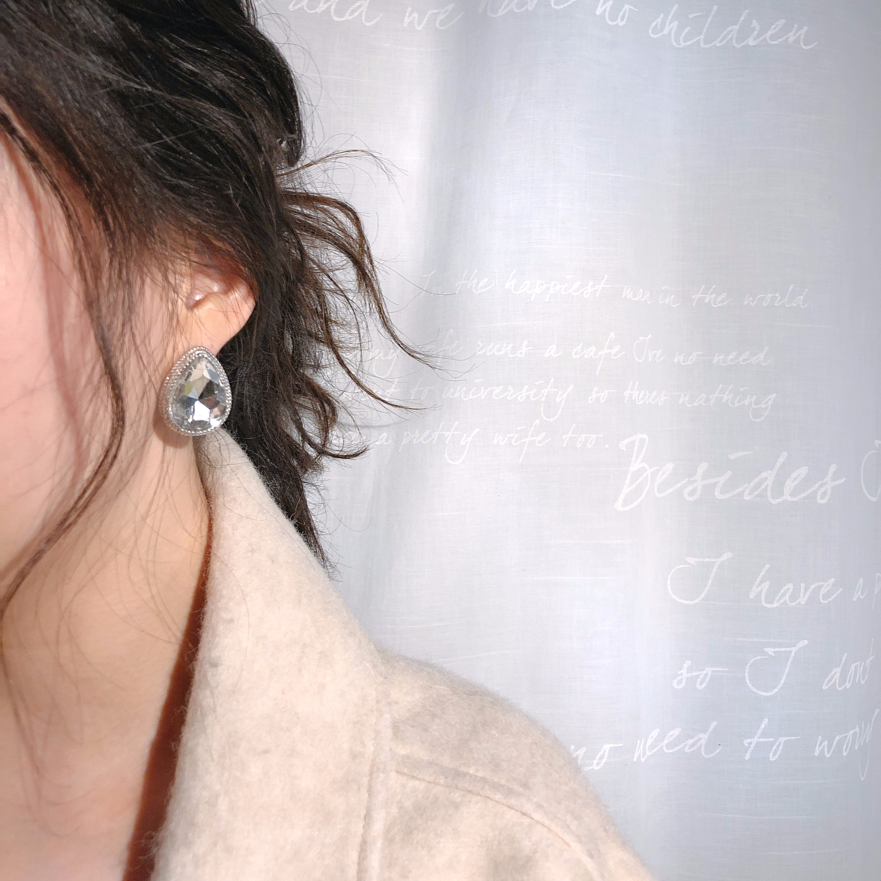 Water Drop Cubic Bold Earrings Drop No Allergies E