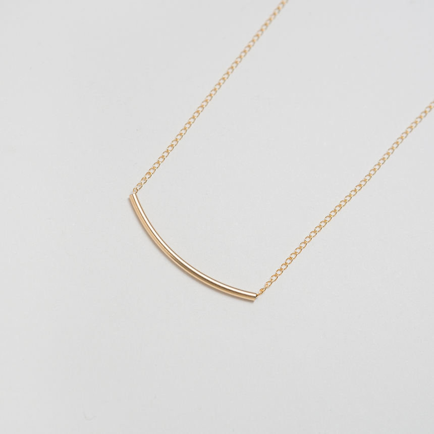 Rune simple necklace 14k bar 14k tube 14k gold 14K