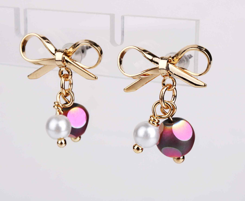BOLLER Ribbon Stone Pearl Rattle Earrings TIT280 C