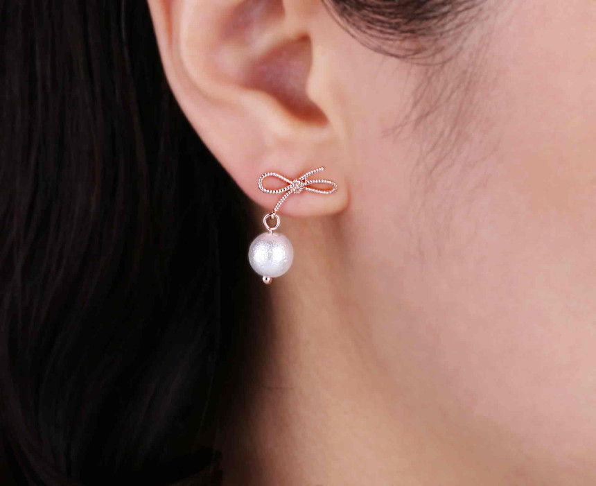 Volare Ribbon Pearl Foam Earring SPE306 Tasteful, 