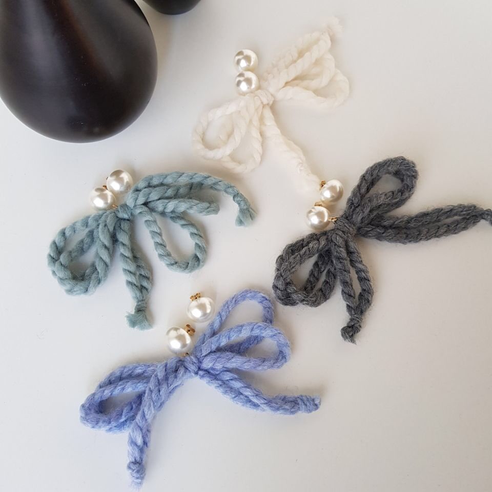 Nat Pearl Ribbon Uncut Drop Earrings 4color Unbala