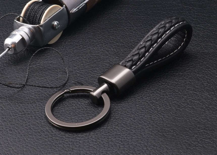 Initial Engraved Leather Keychain Car Keyring Clas