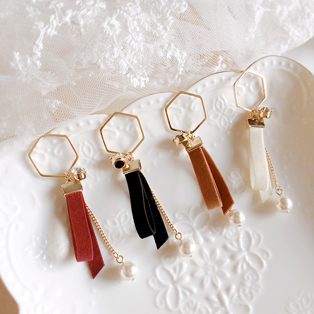 Velvet bootie drop earrings 4 color winter