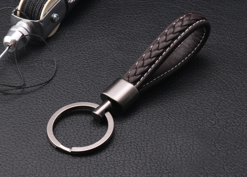 Initial Engraved Leather Keychain Car Keyring Clas