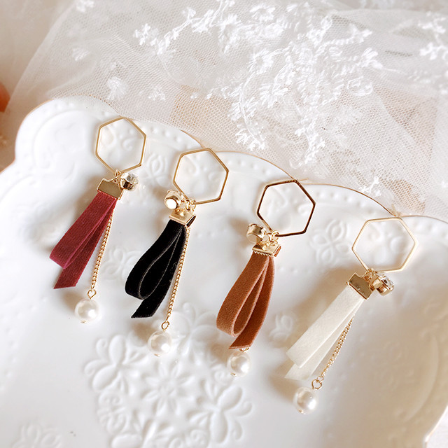Velvet bootie drop earrings 4 color winter