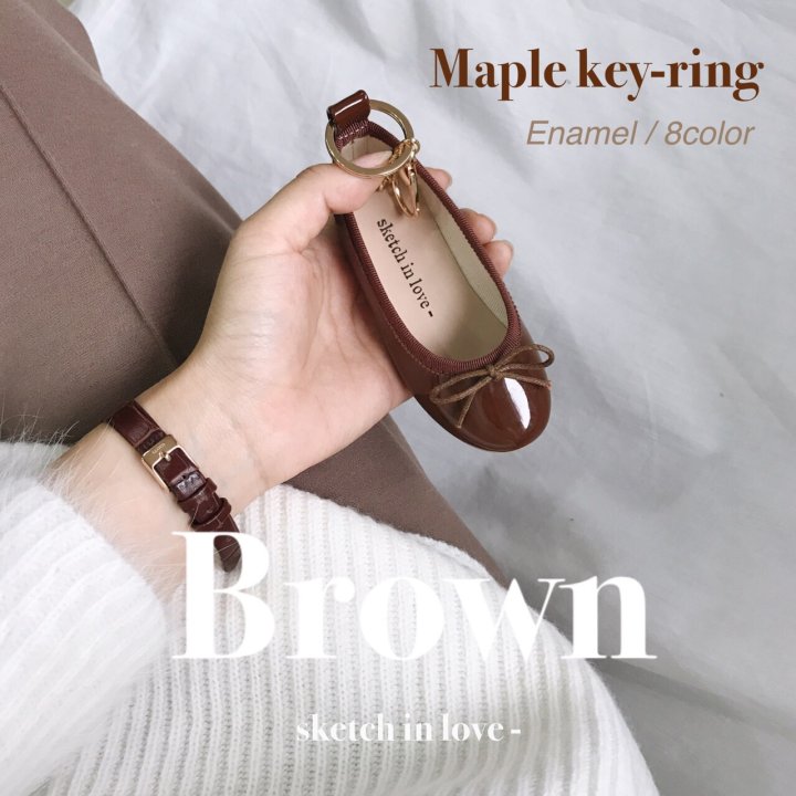 Mini Flat Shoes Key Ring Key Holder Bag Thong Oak 