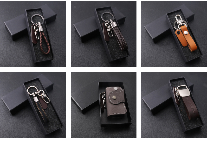 Initial Engraved Leather Keychain Car Keyring Clas