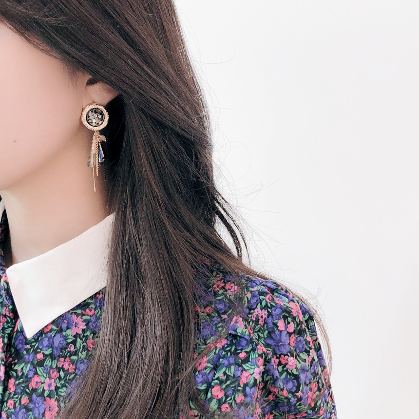 Bronze Mother-of-Pearl Ball Beads Earrings Vivid U